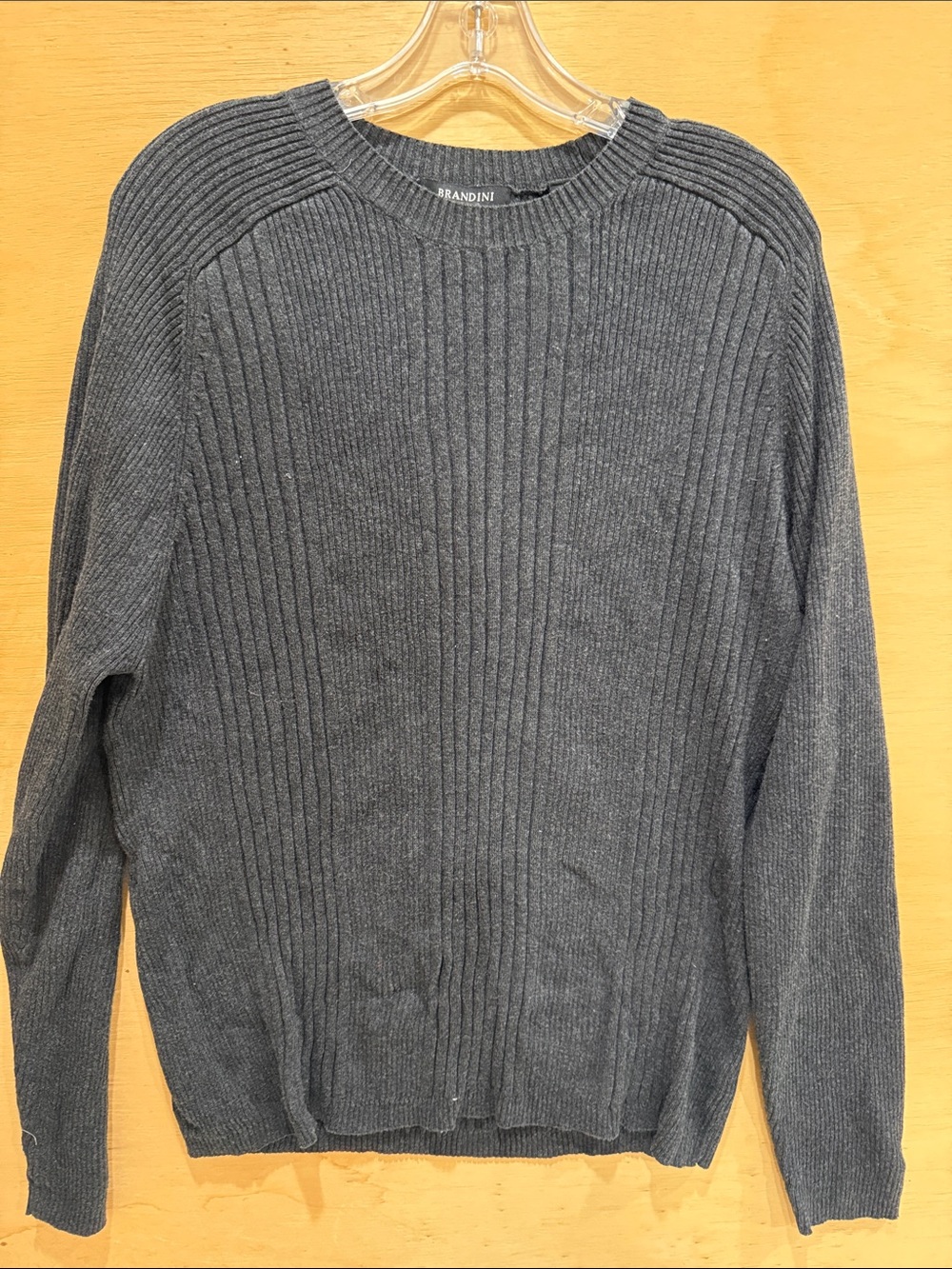 Brandini Men's Dark Gray Ribbed Crewneck Sweater size L